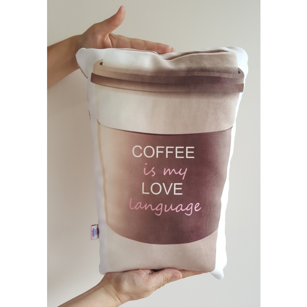 'coffee is my love language' figür yastık