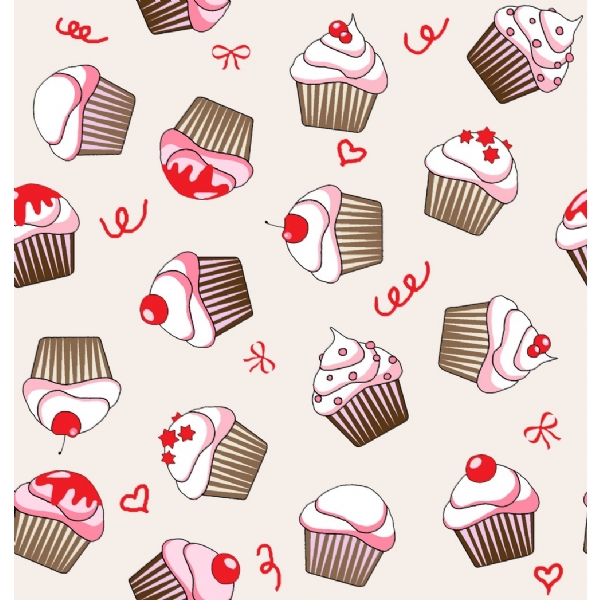 krem zemin cupcake  desenli kumaş